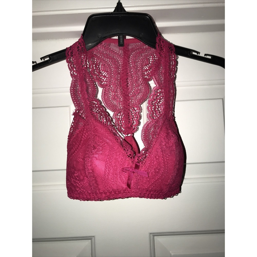 Womens Size Small 4-6 Hot Pink Racer‎ Back Lace Bralette